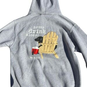 Dog is Good never drink alone Gray Hoodie with Dog Graphic